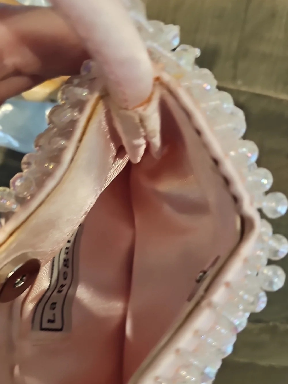 La Regale Pale Pink Beaded Mini Evening Bag - Picture 4 of 4